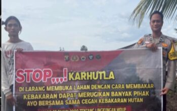 Polsek Banyuasin II Sosialisasikan Pencegahan Karhutla di Desa Muara Sungsang