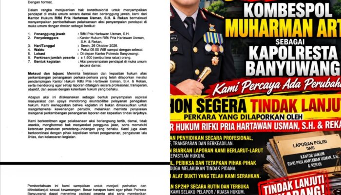 Aksi Damai 26 Oktober Mengarah ke Polresta Banyuwangi, Desakan Transparansi Penanganan Perkara Menguat